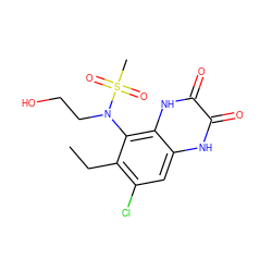 CCc1c(Cl)cc2[nH]c(=O)c(=O)[nH]c2c1N(CCO)S(C)(=O)=O ZINC000028954067