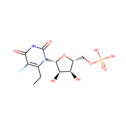 CCc1c(F)c(=O)[nH]c(=O)n1[C@@H]1O[C@H](COP(=O)(O)O)[C@@H](O)[C@H]1O ZINC000040403445