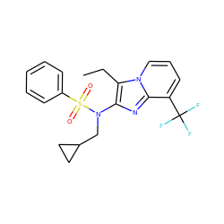 CCc1c(N(CC2CC2)S(=O)(=O)c2ccccc2)nc2c(C(F)(F)F)cccn12 ZINC000167651061