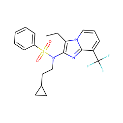 CCc1c(N(CCC2CC2)S(=O)(=O)c2ccccc2)nc2c(C(F)(F)F)cccn12 ZINC000147689484