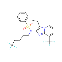 CCc1c(N(CCCCC(F)(F)F)S(=O)(=O)c2ccccc2)nc2c(C(F)(F)F)cccn12 ZINC000167651569