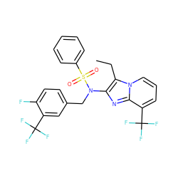 CCc1c(N(Cc2ccc(F)c(C(F)(F)F)c2)S(=O)(=O)c2ccccc2)nc2c(C(F)(F)F)cccn12 ZINC000147710409