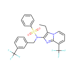 CCc1c(N(Cc2cccc(C(F)(F)F)c2)S(=O)(=O)c2ccccc2)nc2c(C(F)(F)F)cccn12 ZINC000167650919