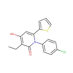 CCc1c(O)cc(-c2cccs2)n(-c2ccc(Cl)cc2)c1=O ZINC000005431716