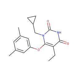 CCc1c(Oc2cc(C)cc(C)c2)n(CC2CC2)c(=O)[nH]c1=O ZINC000006424891