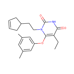 CCc1c(Oc2cc(C)cc(C)c2)n(CCC2CC=CC2)c(=O)[nH]c1=O ZINC000006424892