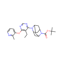 CCc1c(Oc2cccnc2C)ncnc1N1C2CC3CC1CC(C2)N3C(=O)OC(C)(C)C ZINC000095597630