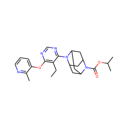 CCc1c(Oc2cccnc2C)ncnc1N1C2CC3CC1CC(C2)N3C(=O)OC(C)C ZINC000095597159