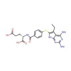 CCc1c(Sc2ccc(C(=O)N[C@@H](CCC(=O)O)C(=O)O)cc2)[nH]c2nc(N)nc(N)c12 ZINC000014967406