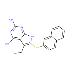 CCc1c(Sc2ccc3ccccc3c2)[nH]c2nc(N)nc(N)c12 ZINC000014967413