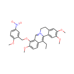 CCc1c2[n+](cc3c(OCc4cc([N+](=O)[O-])ccc4OC)c(OC)ccc13)CCc1cc(OC)c(OC)cc1-2 ZINC000044430449