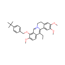 CCc1c2[n+](cc3c(OCc4ccc(C(C)(C)C)cc4)c(OC)ccc13)CCc1cc(OC)c(OC)cc1-2 ZINC000001548820