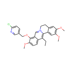 CCc1c2[n+](cc3c(OCc4ccc(Cl)nc4)c(OC)ccc13)CCc1cc(OC)c(OC)cc1-2 ZINC000040919184