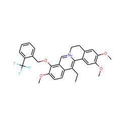 CCc1c2[n+](cc3c(OCc4ccccc4C(F)(F)F)c(OC)ccc13)CCc1cc(OC)c(OC)cc1-2 ZINC000040404303