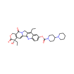 CCc1c2c(nc3ccc(OC(=O)N4CCC(N5CCCCC5)CC4)cc13)-c1cc3c(c(=O)n1C2)COC(=O)[C@]3(O)CC ZINC000001612996