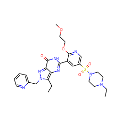 CCc1c2nc(-c3cc(S(=O)(=O)N4CCN(CC)CC4)cnc3OCCOC)[nH]c(=O)c2nn1Cc1ccccn1 ZINC000014955534