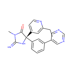 CCc1cc([C@@]2(c3cccc(-c4cncnc4)c3)NC(=N)N(C)C2=O)ccn1 ZINC000034804737