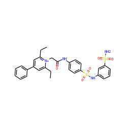CCc1cc(-c2ccccc2)cc(CC)[n+]1CC(=O)Nc1ccc(S(=O)(=O)Nc2cccc(S(N)(=O)=O)c2)cc1 ZINC000026753273