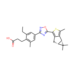 CCc1cc(-c2noc(-c3sc(C)c4c3C[C@@H]3[C@H]4C3(C)C)n2)cc(C)c1CCC(=O)O ZINC000103231069