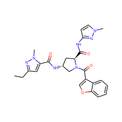 CCc1cc(C(=O)N[C@@H]2C[C@@H](C(=O)Nc3ccn(C)n3)N(C(=O)c3coc4ccccc34)C2)n(C)n1 ZINC000103238626