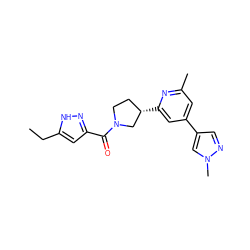 CCc1cc(C(=O)N2CC[C@H](c3cc(-c4cnn(C)c4)cc(C)n3)C2)n[nH]1 ZINC001772613451