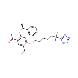 CCc1cc(C(C)=O)c(O[C@@H](C)c2ccccc2)cc1OCCCCCC(C)(C)c1nnn[nH]1 ZINC000103262800