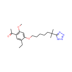 CCc1cc(C(C)=O)c(OC)cc1OCCCCCC(C)(C)c1nnn[nH]1 ZINC000103262791