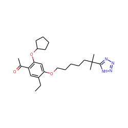 CCc1cc(C(C)=O)c(OC2CCCC2)cc1OCCCCCC(C)(C)c1nnn[nH]1 ZINC000103262805