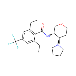 CCc1cc(C(F)(F)F)cc(CC)c1C(=O)N[C@@H]1COCC[C@H]1N1CCCC1 ZINC000118618371