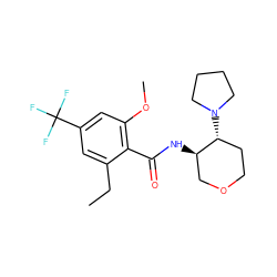 CCc1cc(C(F)(F)F)cc(OC)c1C(=O)N[C@@H]1COCC[C@H]1N1CCCC1 ZINC000072318442