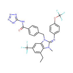 CCc1cc(C(F)(F)F)cc2c1n(C)/c(=N/c1ccc(OC(F)(F)F)cc1)n2Cc1ccc(C(=O)Nc2nnn[nH]2)cc1 ZINC000101455543