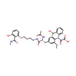 CCc1cc(C[C@@H](NC(C)=O)C(=O)NCCCCOc2cccc(O)c2C(=O)NC)ccc1N(C(=O)C(=O)O)c1ccccc1C(=O)O ZINC000027095610