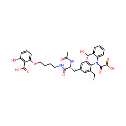 CCc1cc(C[C@@H](NC(C)=O)C(=O)NCCCCOc2cccc(O)c2C(=O)O)ccc1N(C(=O)C(=O)O)c1ccccc1C(=O)O ZINC000027091840