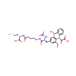 CCc1cc(C[C@H](NC(C)=O)C(=O)NCCCCC(=O)N[C@@H](CCSC)C(=O)O)ccc1N(C(=O)C(=O)O)c1ccccc1C(=O)O ZINC000003991177