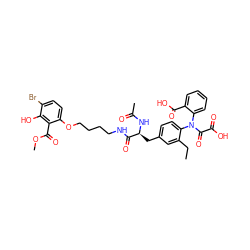 CCc1cc(C[C@H](NC(C)=O)C(=O)NCCCCOc2ccc(Br)c(O)c2C(=O)OC)ccc1N(C(=O)C(=O)O)c1ccccc1C(=O)O ZINC000095610932