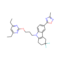 CCc1cc(CC)nc(OCCCn2c3c(c4cc(-c5nc(C)no5)ccc42)CC(F)(F)CC3)n1 ZINC000095571728