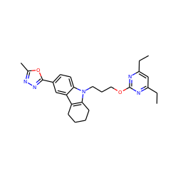 CCc1cc(CC)nc(OCCCn2c3c(c4cc(-c5nnc(C)o5)ccc42)CCCC3)n1 ZINC000095575032