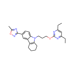 CCc1cc(CC)nc(OCCCn2c3c(c4cc(-c5noc(C)n5)ccc42)CCCC3)n1 ZINC000095578031