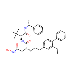 CCc1cc(CCC[C@H](CC(=O)NO)C(=O)N[C@H](C(=O)N[C@H](C)c2ccccc2)C(C)(C)C)ccc1-c1ccccc1 ZINC000027647909