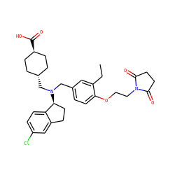 CCc1cc(CN(C[C@H]2CC[C@H](C(=O)O)CC2)[C@H]2CCc3cc(Cl)ccc32)ccc1OCCN1C(=O)CCC1=O ZINC000473244585