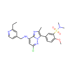 CCc1cc(CNc2cc(Cl)nn3c(-c4ccc(OC)c(S(=O)(=O)N(C)C)c4)c(C)nc23)ccn1 ZINC001772576200