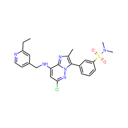 CCc1cc(CNc2cc(Cl)nn3c(-c4cccc(S(=O)(=O)N(C)C)c4)c(C)nc23)ccn1 ZINC001772602106