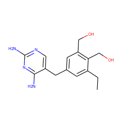 CCc1cc(Cc2cnc(N)nc2N)cc(CO)c1CO ZINC000029551051