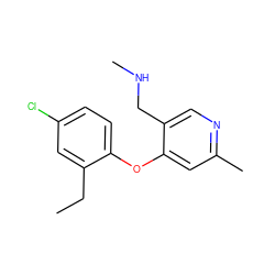 CCc1cc(Cl)ccc1Oc1cc(C)ncc1CNC ZINC000029046359