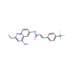 CCc1cc(N)c2cc(NC(=O)/C=C/c3ccc(C(F)(F)F)cc3)ccc2n1 ZINC000034323101