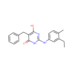 CCc1cc(Nc2nc(O)c(Cc3ccccc3)c(=O)[nH]2)ccc1C ZINC000028568659