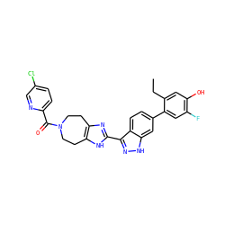 CCc1cc(O)c(F)cc1-c1ccc2c(-c3nc4c([nH]3)CCN(C(=O)c3ccc(Cl)cn3)CC4)n[nH]c2c1 ZINC000146169131