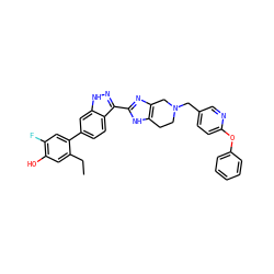 CCc1cc(O)c(F)cc1-c1ccc2c(-c3nc4c([nH]3)CCN(Cc3ccc(Oc5ccccc5)nc3)C4)n[nH]c2c1 ZINC000146029868