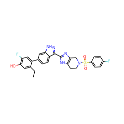 CCc1cc(O)c(F)cc1-c1ccc2c(-c3nc4c([nH]3)CCN(S(=O)(=O)c3ccc(F)cc3)C4)n[nH]c2c1 ZINC000146152105