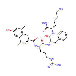 CCc1cc(O)cc(C)c1C[C@H](N)C(=O)N[C@H](CCCNC(=N)N)C(=O)N[C@@H](Cc1ccccc1)C(=O)N[C@@H](CCCCN)C(N)=O ZINC000653916069